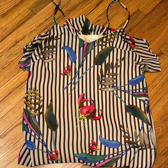 Japna Tops - Japna Multicolor Striped Floral Blouse